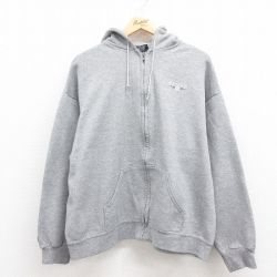 XL★古着 ジャンスポーツ 長袖 フルジップ スウェット パーカー メンズ 90年代 90s BLOCK USA製 グレー 霜降り 25aug01 中古 スエット トレーナー トップス