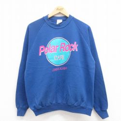 L★古着 長袖 スウェット メンズ 80年代 80s Polar Rock ラグラン クルーネック USA製 青 ブルー 25aug01 中古 スエット トレーナー トップス