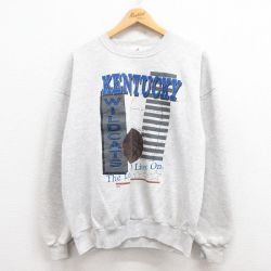 【50%OFF】L★古着 ジャージーズ 長袖 スウェット メンズ 90年代 90s ケンタッキー クルーネック USA製 グレー 霜降り 25aug01 中古 スエット トレーナー トップス