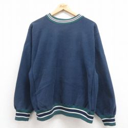 L★古着 長袖 スウェット メンズ 90年代 90s 無地 クルーネック 紺 ネイビー 25aug04 中古 スエット トレーナー トップス