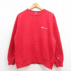 M★古着 チャンピオン champion 長袖 スウェット メンズ 90年代 90s ワンポイントロゴ USA製 赤 レッド 25aug04 中古 スエット トレーナー トップス