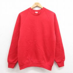 M★古着 長袖 スウェット メンズ 80年代 80s 無地 ラグラン クルーネック USA製 赤 レッド 25aug05 中古 スエット トレーナー トップス