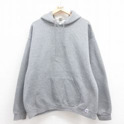 XL★古着 ラッセル 長袖 スウェット パーカー メンズ 00年代 00s 無地 大きいサイズ グレー 霜降り 25aug05 中古 スエット トレーナー トップス
