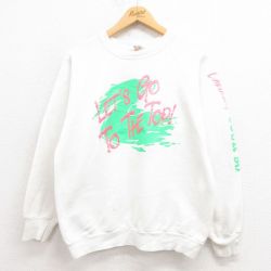 【20%OFF】M★古着 フルーツオブザルーム 長袖 スウェット メンズ 90年代 90s LETS ラグラン クルーネック USA製 白 ホワイト 25aug06 中古 スエット トレーナー トップス
