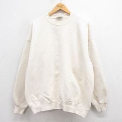 XL★古着 スポルディング 長袖 スウェット メンズ 00年代 00s 無地 大きいサイズ クルーネック 薄ベージュ カーキ 25aug08 中古 スエット トレーナー トップス