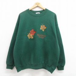 【20%OFF】XL★古着 リー Lee 長袖 スウェット メンズ 90年代 90s ミシガン 刺繍 大きいサイズ クルーネック USA製 緑 グリーン 25aug08 中古 スエット トレーナー トップス