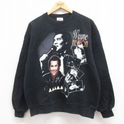 【20%OFF】L★古着 ジャージーズ 長袖 ロック バンド スウェット メンズ 90年代 90s ウェインニュートン クルーネック USA製 黒 ブラック 【spe】 25aug09 中古 スエット トレーナー トップス