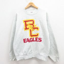 L★古着 長袖 スウェット メンズ 90年代 90s BC クルーネック USA製 グレー 霜降り 25aug23 中古 スエット トレーナー トップス