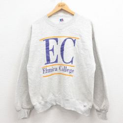 【20%OFF】L★古着 ラッセル 長袖 スウェット メンズ 90年代 90s EC クルーネック USA製 グレー 霜降り 25aug23 中古 スエット トレーナー トップス