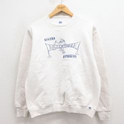 M★古着 ラッセル 長袖 スウェット メンズ 80年代 80s バレーボール クルーネック USA製 白 ホワイト 25aug23 中古 スエット トレーナー トップス