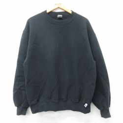 L★古着 ラッセル 長袖 スウェット メンズ 90年代 90s 無地 クルーネック USA製 黒 ブラック 【spe】 25aug27 中古 スエット トレーナー トップス