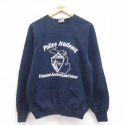 M★古着 リー Lee 長袖 スウェット メンズ 90年代 90s ポリス ラグラン クルーネック USA製 紺 ネイビー 25aug27 中古 スエット トレーナー トップス