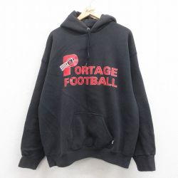 XL★古着 ディスカス 長袖 スウェット パーカー メンズ 90年代 90s フットボール 大きいサイズ USA製 黒 ブラック 25aug27 中古 スエット トレーナー トップス
