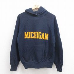 M★古着 長袖 スウェット パーカー メンズ 80年代 80s ミシガン ラグラン 紺 ネイビー 25aug29 中古 スエット トレーナー トップス