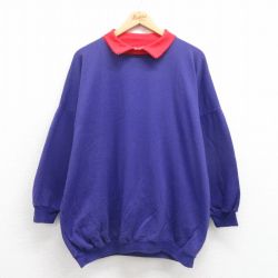 【20%OFF】XL★古着 長袖 ハーフジップ スウェット メンズ 80年代 80s 無地 USA製 紫 パープル 25aug29 中古 スエット トレーナー トップス