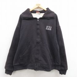 XL★古着 長袖 フルジップ スウェット メンズ 90年代 90s FIT USA製 黒 ブラック 内側サーマル 【spe】 25aug29 中古 スエット トレーナー トップス