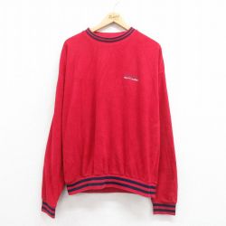XL★古着 ラルフローレン Ralph Lauren チャップス 長袖 ブランド スウェット メンズ 90年代 90s ワンポイントロゴ 裏起毛 大きいサイズ クルーネック 赤 レッド 25aug29 中古 スエット トレーナー トップス