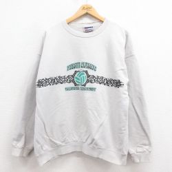 XL★古着 ヘインズ Hanes 長袖 スウェット メンズ 00年代 00s バレーボール クルーネック 薄グレー 25aug29 中古 スエット トレーナー トップス