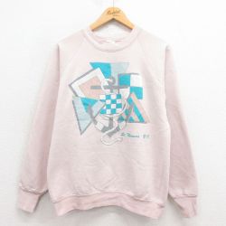 M★古着 フルーツオブザルーム 長袖 スウェット メンズ 80年代 80s イカリ ラグラン クルーネック ピンク 25aug29 中古 スエット トレーナー トップス