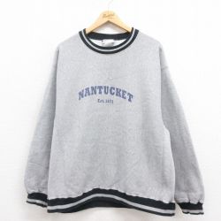 XL★古着 リー Lee 長袖 スウェット メンズ 00年代 00s ナンタケット 大きいサイズ クルーネック グレー 霜降り 【spe】 25aug29 中古 スエット トレーナー トップス