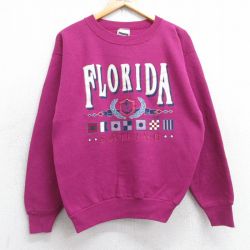 M★古着 TULTEX 長袖 スウェット メンズ 90年代 90s フロリダ クルーネック USA製 紫 パープル 25aug30 中古 スエット トレーナー トップス