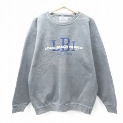 L★古着 長袖 スウェット メンズ 90年代 90s ロングビーチアイランド クルーネック USA製 グレー系 25sep01 中古 スエット トレーナー トップス