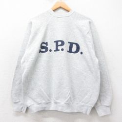 L★古着 TULTEX 長袖 スウェット メンズ 90年代 90s SPD ポリス ラグラン クルーネック USA製 薄グレー 霜降り 25sep02 中古 スエット トレーナー トップス