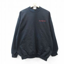 L★古着 ヘインズ Hanes 長袖 スウェット メンズ 00年代 00s Queens Helth Network クルーネック 黒 ブラック 25sep04 中古 スエット トレーナー トップス