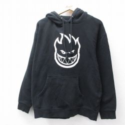 L★古着 長袖 スウェット パーカー メンズ スピットファイアー 黒 ブラック 25sep04 中古 スエット トレーナー トップス
