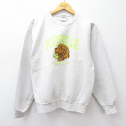 M★古着 ヘインズ Hanes 長袖 スウェット メンズ 00年代 00s 犬 マッドビル クルーネック 白系 ホワイト 25sep04 中古 スエット トレーナー トップス