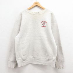 XL★古着 長袖 スウェット メンズ 90年代 90s ウィスコンシン クルーネック USA製 薄グレー 霜降り 25sep04 中古 スエット トレーナー トップス
