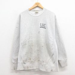 XL★古着 リー Lee 長袖 スウェット メンズ 00年代 00s LEC クルーネック 薄グレー 霜降り 【spe】 25sep04 中古 スエット トレーナー トップス