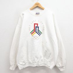 【50%OFF】ヘインズ 00s 長袖スウェット ソルトレイクオリンピック刺繍 ホワイト XL | 古着