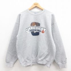 L★古着 チャンピオン Champion 長袖 スウェット メンズ 00年代 00s コネチカットハスカーズ クルーネック グレー 霜降り 25sep04 中古 スエット トレーナー トップス