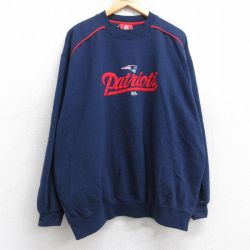 XL★古着 長袖 スウェット メンズ 00年代 00s NFL ニューイングランドペイトリオッツ 大きいサイズ クルーネック 紺 ネイビー アメフト スーパーボウル 25sep04 中古 スエット トレーナー トップス
