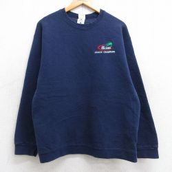 M★古着 フルーツオブザルーム 長袖 スウェット メンズ 00年代 00s アイランド クルーネック 紺 ネイビー 25sep04 中古 スエット トレーナー トップス
