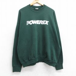 XL★古着 フルーツオブザルーム 長袖 スウェット メンズ 00年代 00s POWERX クルーネック 緑 グリーン 25sep05 中古 スエット トレーナー トップス