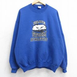 XL★古着 ジャージーズ 長袖 スウェット メンズ 00年代 00s 雲 BLUESTORM クルーネック 青 ブルー 25sep05 中古 スエット トレーナー トップス