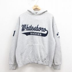 L★古着 ラッセル 長袖 スウェット パーカー メンズ 00年代 00s サッカー グレー 霜降り 25sep05 中古 スエット トレーナー トップス