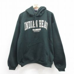 【20%OFF】XL★古着 長袖 スウェット パーカー メンズ 90年代 90s インディアンヘッド USA製 緑 グリーン 25sep05 中古 スエット トレーナー トップス