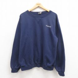 XL★古着 カーハート Carhartt 長袖 スウェット メンズ 00年代 00s ワンポイントロゴ クルーネック 紺 ネイビー 25sep05 中古 スエット トレーナー トップス