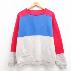 M★古着 ダンロップ 長袖 スウェット メンズ 80年代 80s ワンポイントロゴ マルチカラー 赤他 レッド 【spe】 25sep05 中古 スエット トレーナー トップス