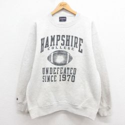 L★古着 ジャンスポーツ 長袖 スウェット メンズ 90年代 90s ハンプシャー クルーネック USA製 薄グレー 霜降り 25sep05 中古 スエット トレーナー トップス