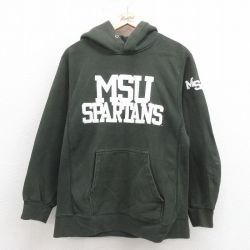 S★古着 MVスポーツ 長袖 スウェット メンズ 00年代 00s MSU 濃緑 グリーン 25sep05 中古 スエット トレーナー トップス