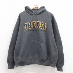 XL★古着 チャンピオン Champion 長袖 スウェット パーカー メンズ 00年代 00s DREXEL 大きいサイズ 濃グレー 霜降り 25sep05 中古 スエット トレーナー トップス