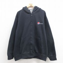 XL★古着 Wear Guard 長袖 フルジップ スウェット パーカー メンズ ペプシ 大きいサイズ 黒 ブラック 【spe】 25sep05 中古 スエット トレーナー トップス