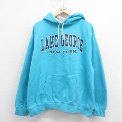 XL★古着 長袖 スウェット パーカー メンズ 00年代 00s ニューヨーク 水色 25sep06 中古 スエット トレーナー トップス