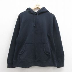 XL★古着 長袖 スウェット パーカー メンズ 無地 黒 ブラック 25sep06 中古 スエット トレーナー トップス