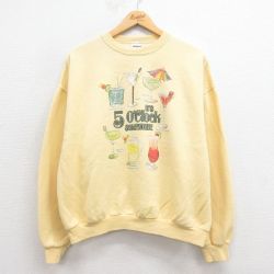 XL★古着 ジャージーズ 長袖 スウェット メンズ 00年代 00s カクテル クルーネック 黄 イエロー 25sep06 中古 スエット トレーナー トップス
