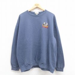 XL★古着 FIELDMASTER 長袖 スウェット メンズ 90年代 90s シカ 大きいサイズ クルーネック USA製 薄紺 ネイビー 25sep06 中古 スエット トレーナー トップス